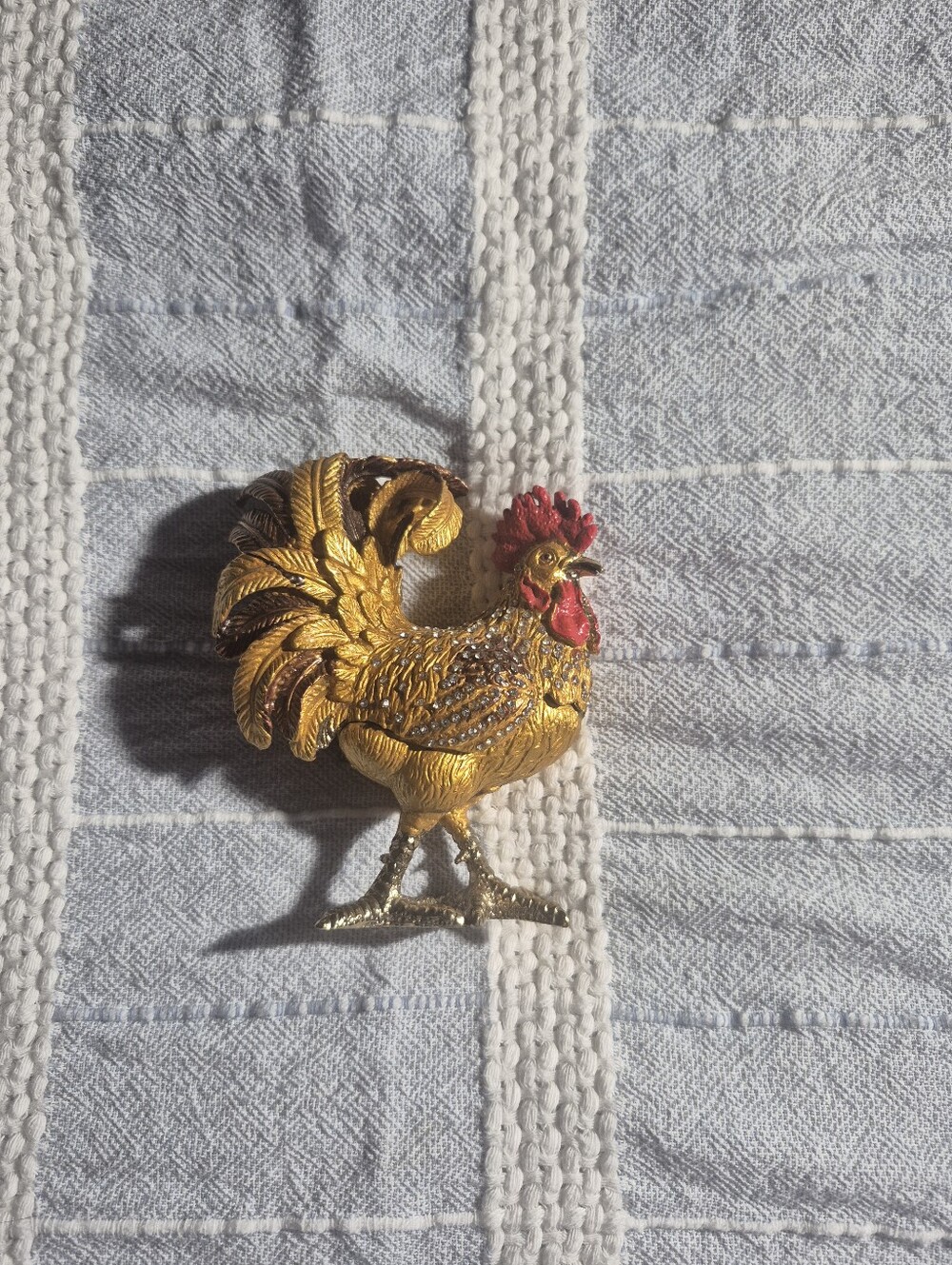 Gold-tone Rooster Trinket Box
